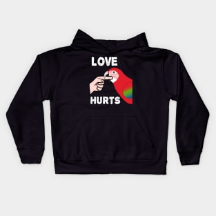 Love Hurts Greenwing Macaw Parrot Biting Kids Hoodie